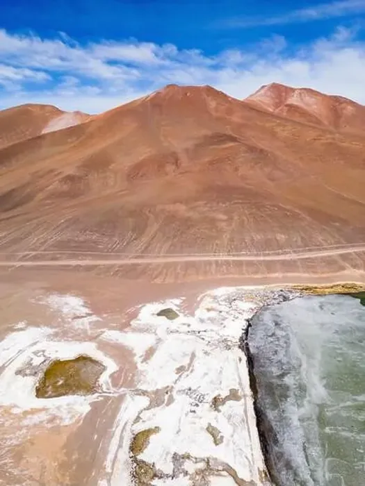 Framed Print : Aerial view of the green and partly frozen Laguna del Negro Francisco in the Atacama desert in Chile - Traveling Framed Print : Aerial view of the green and partly frozen Laguna del Negro Francisco in the Atacama desert in Chile - Traveling