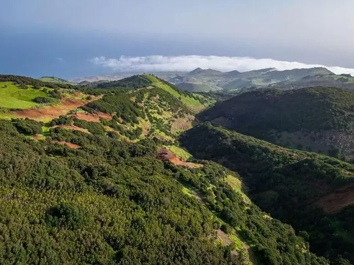 Framed Print : Aerial View at Green Volcanic Hills near Villa de Valverde at El Hierro Island. Canary Island, Spain Framed Print : Aerial View at Green Volcanic Hills near Villa de Valverde at El Hierro Island. Canary Island, Spain