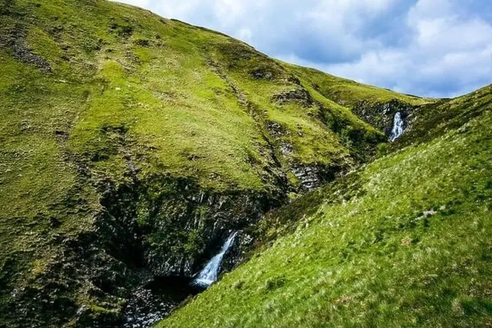 Framed Print : Aerial view of The Grey Mare's Tail, a waterfall near Moffat, Scotland Framed Print : Aerial view of The Grey Mare's Tail, a waterfall near Moffat, Scotland