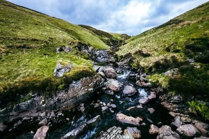 Framed Print : Aerial view of The Grey Mare's Tail, a waterfall near Moffat, Scotland Framed Print : Aerial view of The Grey Mare's Tail, a waterfall near Moffat, Scotland