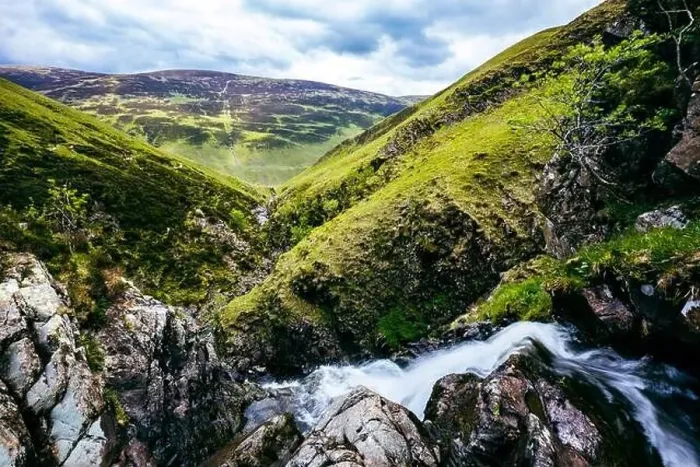 Framed Print : Aerial view of The Grey Mare's Tail, a waterfall near Moffat, Scotland Framed Print : Aerial view of The Grey Mare's Tail, a waterfall near Moffat, Scotland