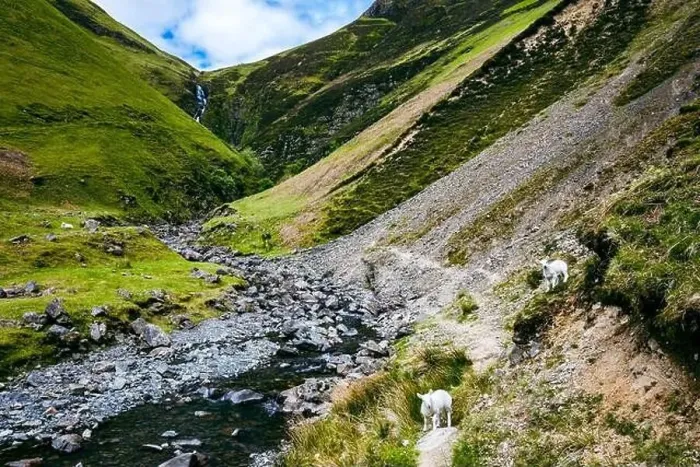 Framed Print : Aerial view of The Grey Mare's Tail, a waterfall near Moffat, Scotland Framed Print : Aerial view of The Grey Mare's Tail, a waterfall near Moffat, Scotland
