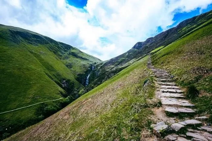 Framed Print : Aerial view of The Grey Mare's Tail, a waterfall near Moffat, Scotland Framed Print : Aerial view of The Grey Mare's Tail, a waterfall near Moffat, Scotland