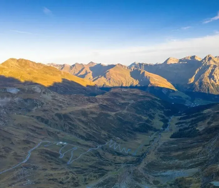 Framed Print : Aerial view of hairpin curves of Spluga mountain road towards Splugen, canton of Graubunden, Switzerland Framed Print : Aerial view of hairpin curves of Spluga mountain road towards Splugen, canton of Graubunden, Switzerland