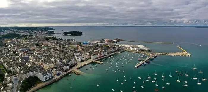 Framed Print : aerial view on the harbor of douarnenez on brittany in france Framed Print : aerial view on the harbor of douarnenez on brittany in france