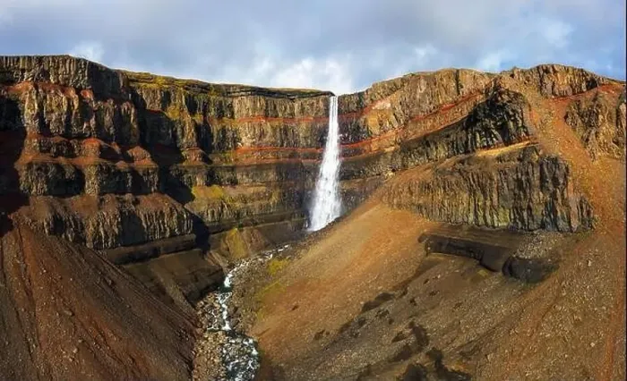 Framed Print : Aerial view of the Hengifoss waterfall in East Iceland Framed Print : Aerial view of the Hengifoss waterfall in East Iceland