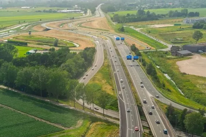 Framed Print : Aerial view of highway, Halfweg, Netherlands Framed Print : Aerial view of highway, Halfweg, Netherlands