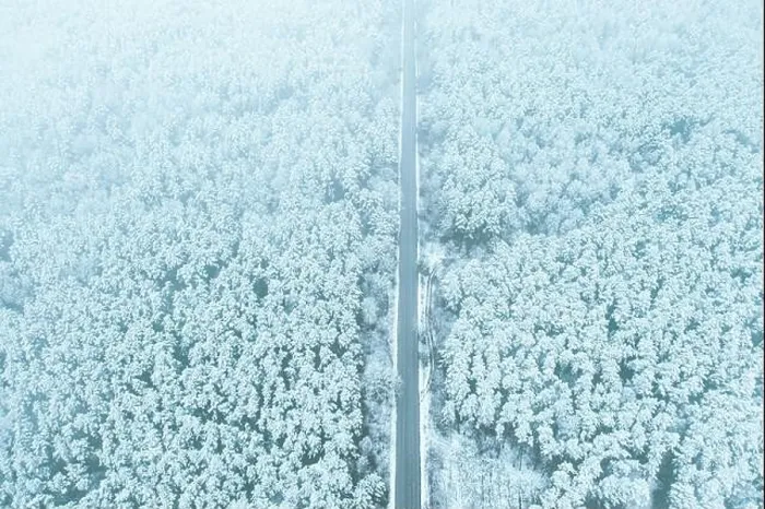 Framed Print : Aerial view of highway road through snow forest landscape in winter. Top view of highway motorway freeway from high attitude. Trip and travel concept Framed Print : Aerial view of highway road through snow forest landscape in winter. Top view of highway motorway freeway from high attitude. Trip and travel concept
