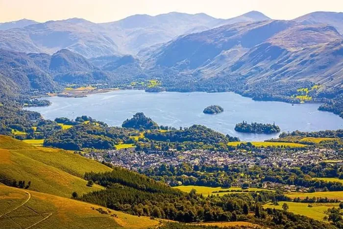 Framed Print : Aerial view of hills around Keswick in Lake District, a region and national park in Cumbria in northwest England, UK Framed Print : Aerial view of hills around Keswick in Lake District, a region and national park in Cumbria in northwest England, UK