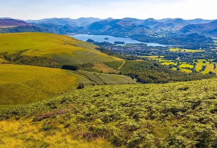 Framed Print : Aerial view of hills around Keswick in Lake District, a region and national park in Cumbria in northwest England, UK Framed Print : Aerial view of hills around Keswick in Lake District, a region and national park in Cumbria in northwest England, UK