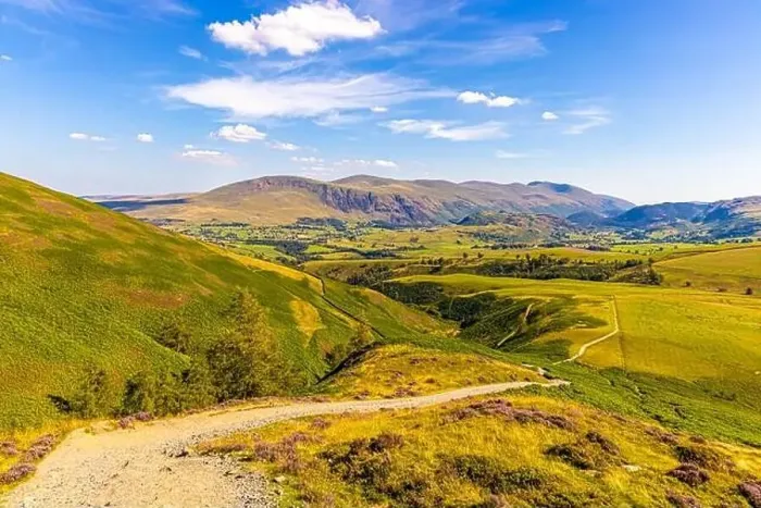 Framed Print : Aerial view of hills around Keswick in Lake District, a region and national park in Cumbria in northwest England, UK Framed Print : Aerial view of hills around Keswick in Lake District, a region and national park in Cumbria in northwest England, UK