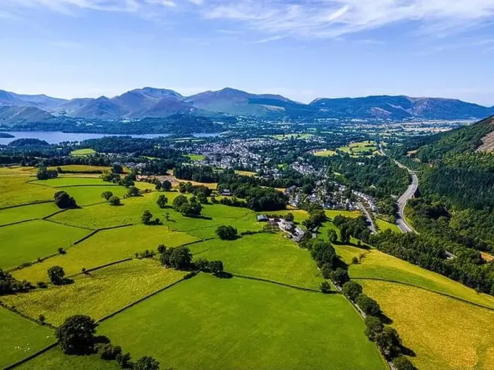 Framed Print : Aerial view of hills around Keswick in Lake District, a region and national park in Cumbria in northwest England, UK Framed Print : Aerial view of hills around Keswick in Lake District, a region and national park in Cumbria in northwest England, UK