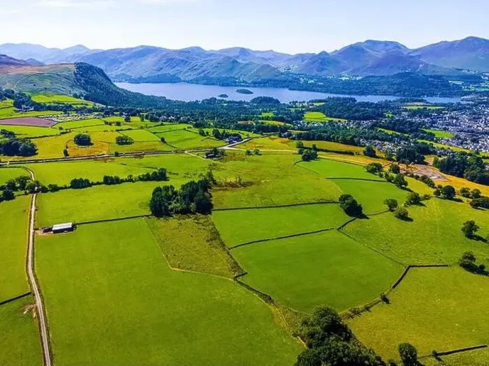 Framed Print : Aerial view of hills around Keswick in Lake District, a region and national park in Cumbria in northwest England, UK Framed Print : Aerial view of hills around Keswick in Lake District, a region and national park in Cumbria in northwest England, UK
