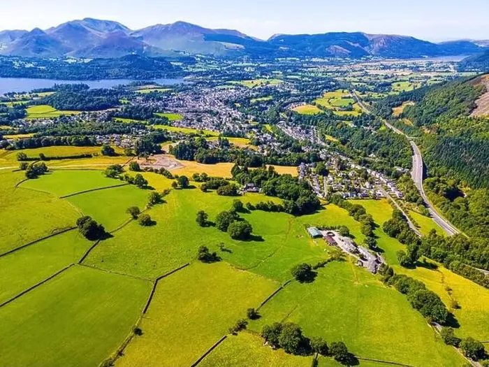 Framed Print : Aerial view of hills around Keswick in Lake District, a region and national park in Cumbria in northwest England, UK Framed Print : Aerial view of hills around Keswick in Lake District, a region and national park in Cumbria in northwest England, UK