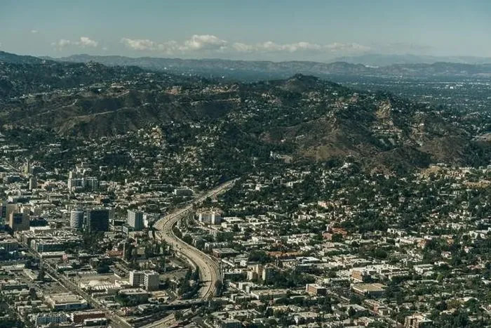 Framed Print : aerial view of hills in Los Angeles California. High quality photo
