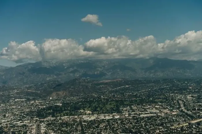 Framed Print : aerial view of hills in Los Angeles California. High quality photo