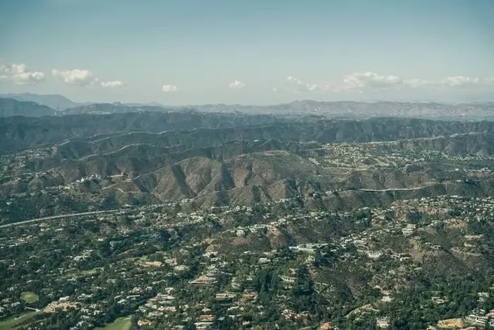 Framed Print : aerial view of hills in Los Angeles California. High quality photo