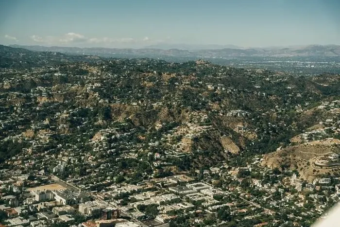 Framed Print : aerial view of hills in Los Angeles California. High quality photo