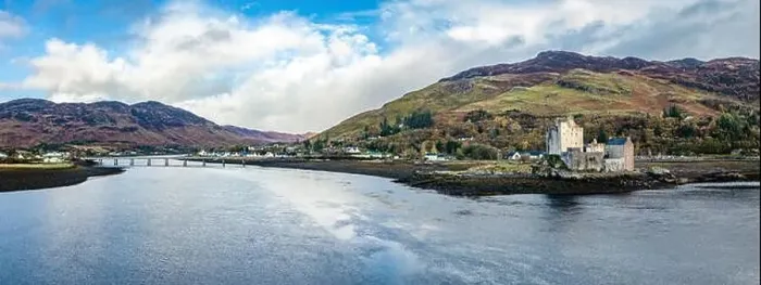 Framed Print : Aerial view of the historic Eilean Donan Castle by Dornie, Scotland Framed Print : Aerial view of the historic Eilean Donan Castle by Dornie, Scotland