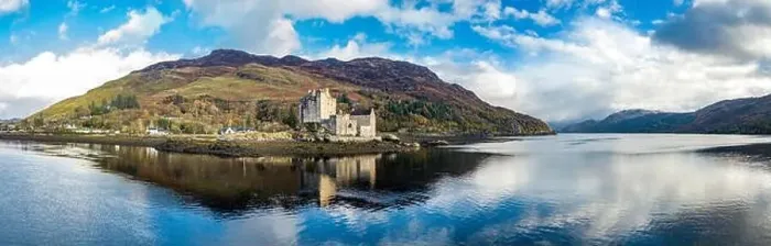 Framed Print : Aerial view of the historic Eilean Donan Castle by Dornie, Scotland Framed Print : Aerial view of the historic Eilean Donan Castle by Dornie, Scotland