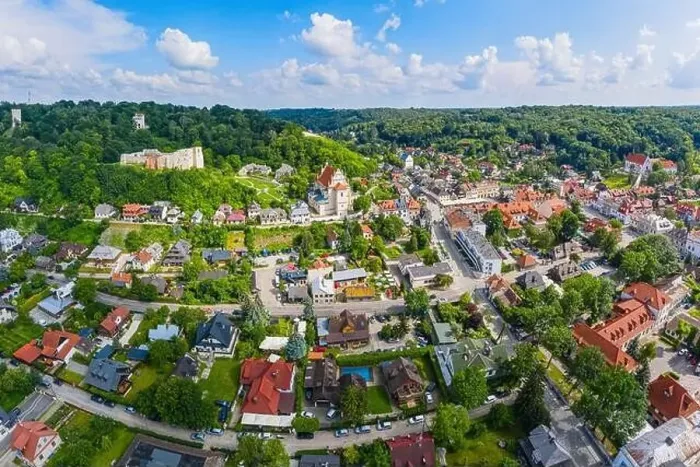 Framed Print : Aerial view of historic town Kazimierz Dolny nad Wisla in Poland Framed Print : Aerial view of historic town Kazimierz Dolny nad Wisla in Poland