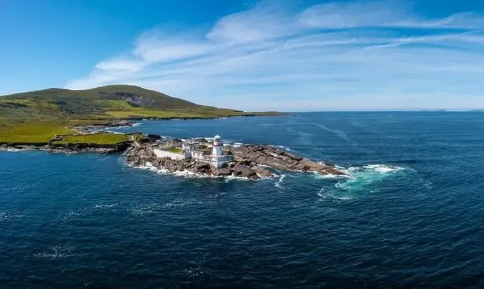 Framed Print : Aerial view of the historic Valentia Island Lighthouse in County Kerry of western Ireland Framed Print : Aerial view of the historic Valentia Island Lighthouse in County Kerry of western Ireland