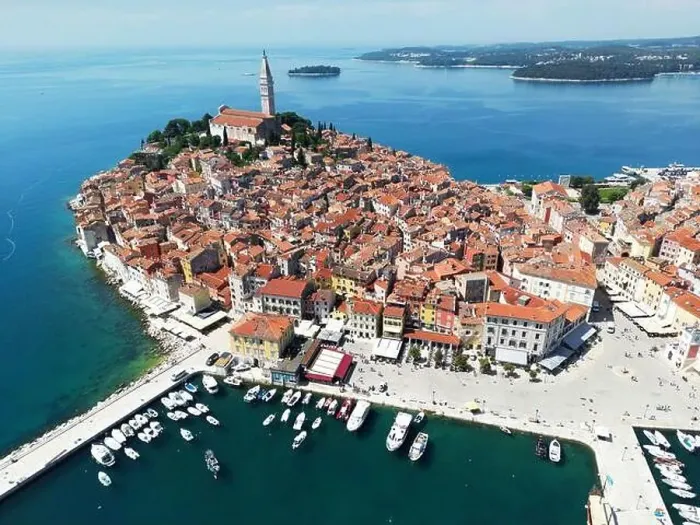Framed Print : Aerial view of the historic village of Rovinj, Istria, Croatia Framed Print : Aerial view of the historic village of Rovinj, Istria, Croatia