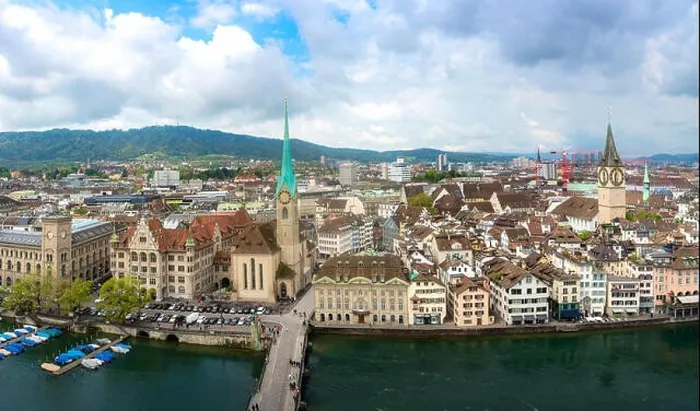 Framed Print : Aerial view of historic Zurich city with Fraumunster Church and river Limmat in Zurich, Switzerland Framed Print : Aerial view of historic Zurich city with Fraumunster Church and river Limmat in Zurich, Switzerland