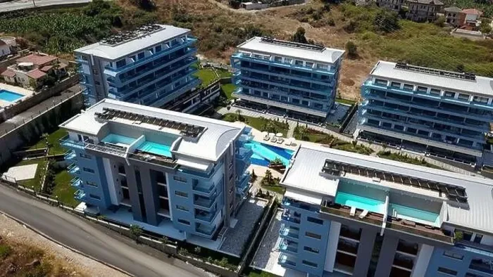 Framed Print : Aerial view of the hotel complex with swimming pools outdoors Framed Print : Aerial view of the hotel complex with swimming pools outdoors