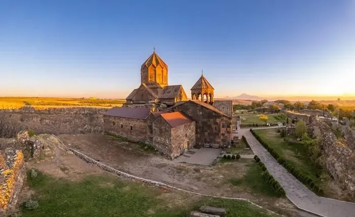 Framed Print : Aerial view of Hovhannavank monastery and Ohanavan village Framed Print : Aerial view of Hovhannavank monastery and Ohanavan village