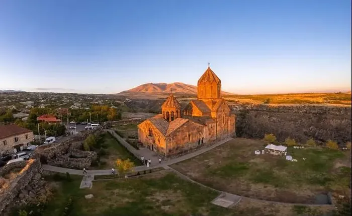 Framed Print : Aerial view of Hovhannavank monastery and Ohanavan village Framed Print : Aerial view of Hovhannavank monastery and Ohanavan village
