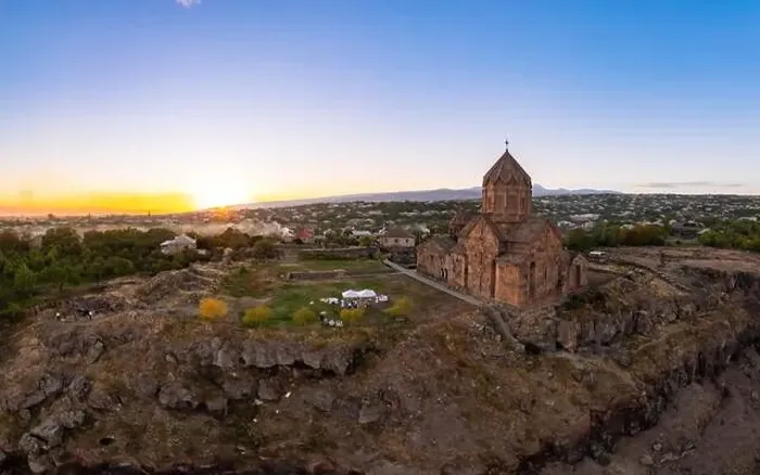 Framed Print : Aerial view of Hovhannavank monastery and Ohanavan village Framed Print : Aerial view of Hovhannavank monastery and Ohanavan village