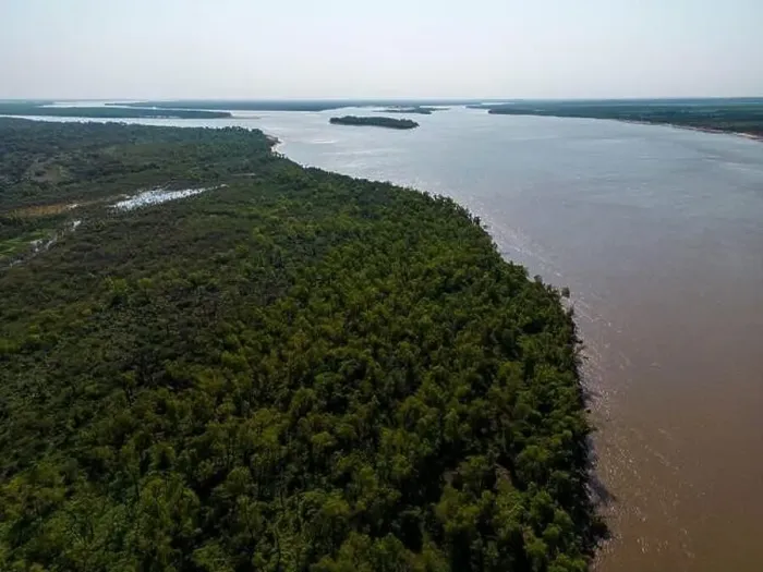 Framed Print : Aerial view of the huge river Framed Print : Aerial view of the huge river