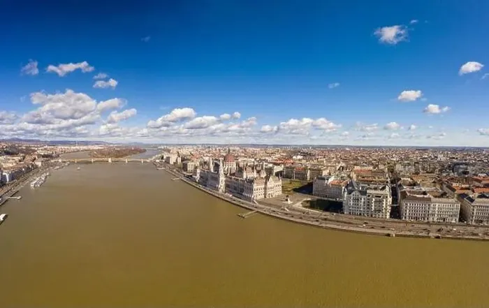 Framed Print : Aerial view of Hungarian Parliament Margaret Island by danube in Budapest morning Framed Print : Aerial view of Hungarian Parliament Margaret Island by danube in Budapest morning