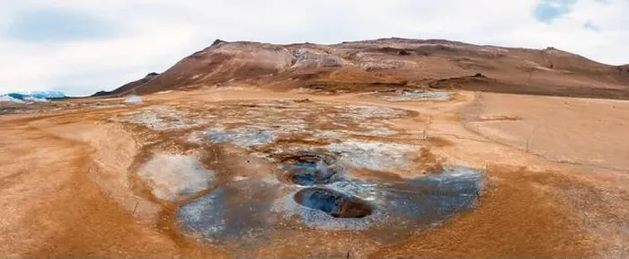 Framed Print : Aerial view of Hverir Geothermal Area in Iceland Framed Print : Aerial view of Hverir Geothermal Area in Iceland