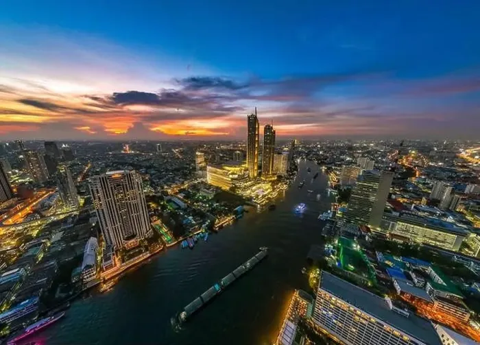 Framed Print : Aerial view of Icon Siam water front building in downtown Bangkok, Thailand