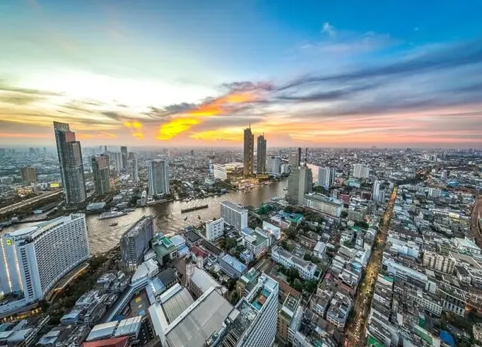 Framed Print : Aerial view of Icon Siam water front building in downtown Bangkok, Thailand