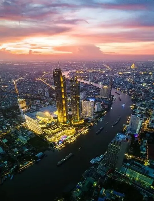 Framed Print : Aerial view of Icon Siam water front building in downtown Bangkok, Thailand