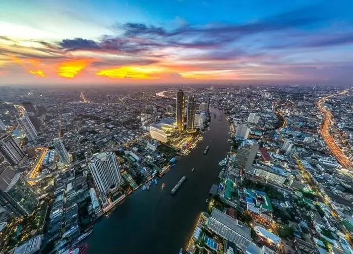 Framed Print : Aerial view of Icon Siam water front building in downtown Bangkok, Thailand