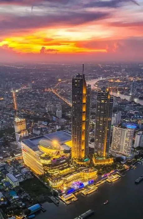 Framed Print : Aerial view of Icon Siam water front building in downtown Bangkok, Thailand
