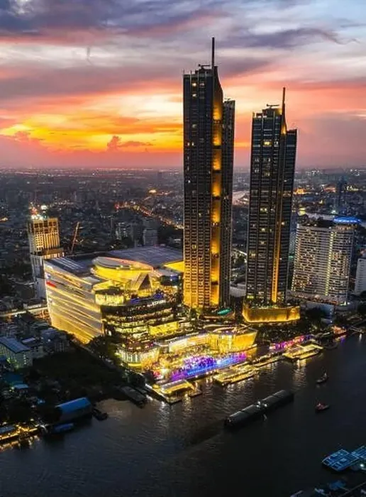 Framed Print : Aerial view of Icon Siam water front building in downtown Bangkok, Thailand