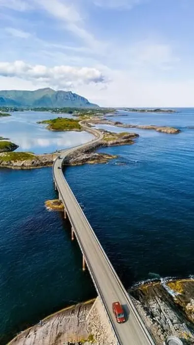 Framed Print : An aerial view of the iconic Atlantic Road in Norway