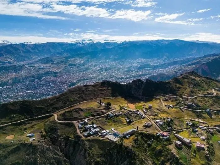 Framed Print : Aerial view from the impressive landmark Muela del Diablo over the mountains down into the valley with the cities La Framed Print : Aerial view from the impressive landmark Muela del Diablo over the mountains down into the valley with the cities La