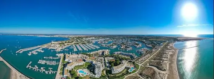 Framed Print : Aerial view of the impressive marina of Port Camargue. One of the most beautiful marina's in the French Mediterranean