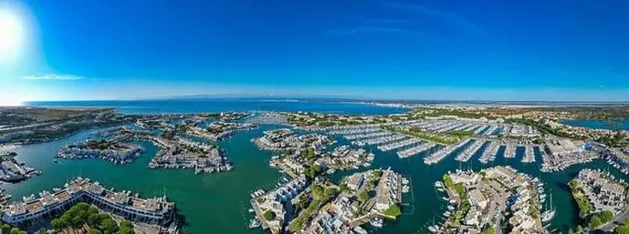 Framed Print : Aerial view of the impressive marina of Port Camargue. One of the most beautiful marina's in the French Mediterranean