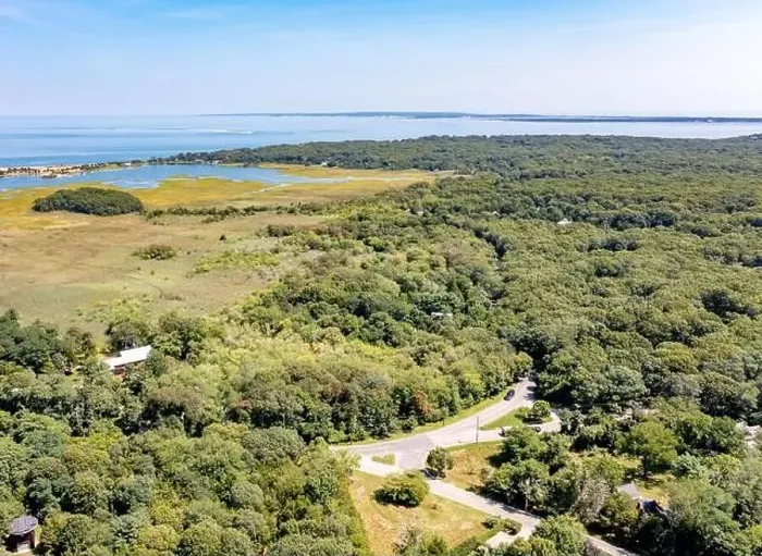 Framed Print : Aerial view of the intersection of Old Stone Highway, Accabonac Road and Neck Path, East Hampton, NY Framed Print : Aerial view of the intersection of Old Stone Highway, Accabonac Road and Neck Path, East Hampton, NY