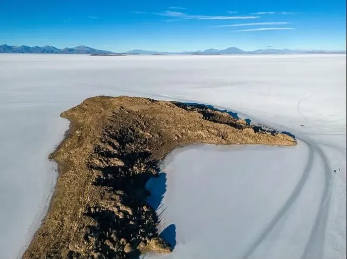 Framed Print : Aerial view of Isla Incahuasi, an island in the middle of the biggest salt lake in the world Framed Print : Aerial view of Isla Incahuasi, an island in the middle of the biggest salt lake in the world
