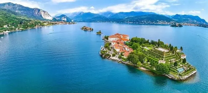 Framed Print : Aerial view of Isola Bella, in Isole Borromee archipelago in Lake Maggiore, Italy Framed Print : Aerial view of Isola Bella, in Isole Borromee archipelago in Lake Maggiore, Italy