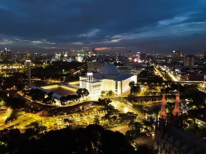 Framed Print : Aerial view of Istiqlal Mosque Framed Print : Aerial view of Istiqlal Mosque