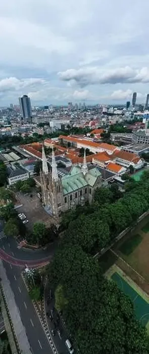 Framed Print : Aerial view of Jakarta cathedral Framed Print : Aerial view of Jakarta cathedral